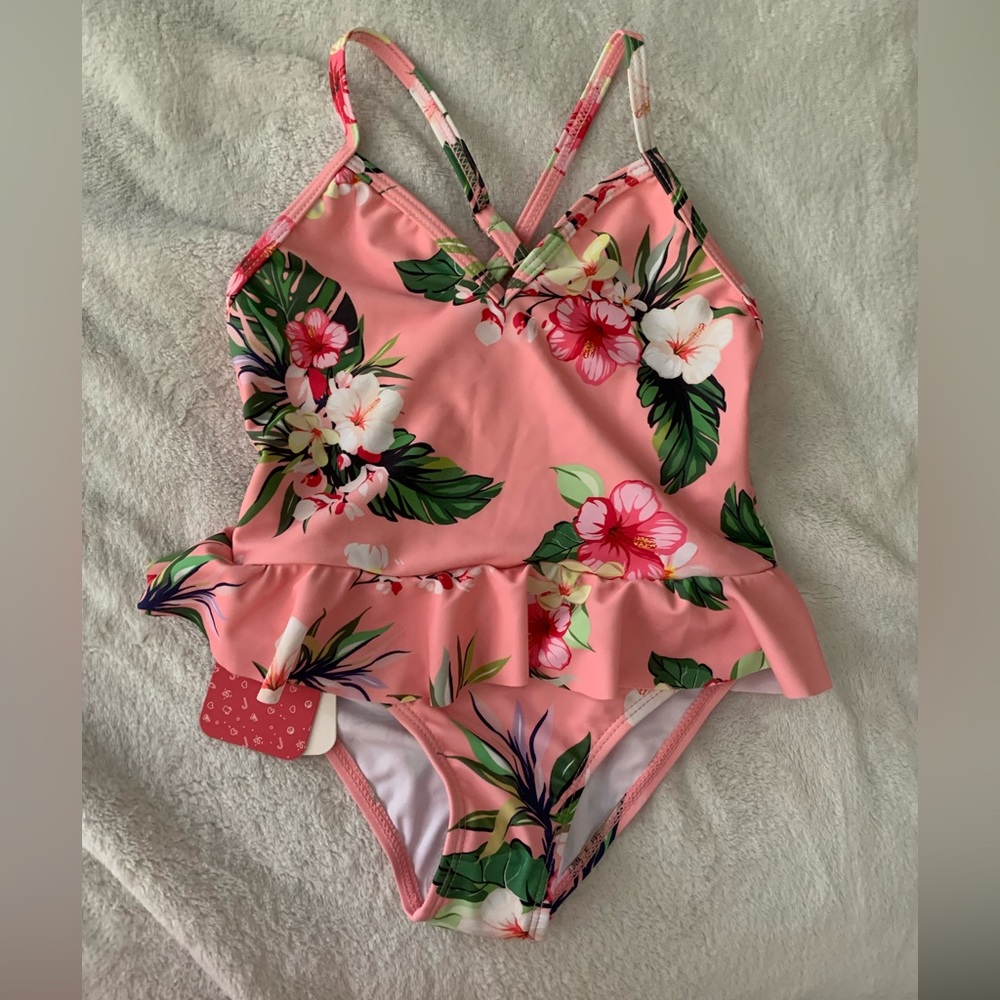 One piece girls bathing suit.